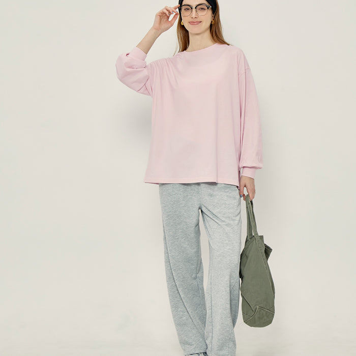 寬鬆棉質素色長袖上衣 T-shirt