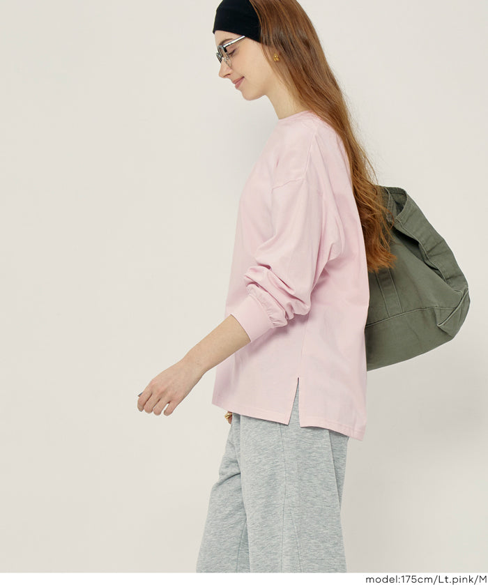 寬鬆棉質素色長袖上衣 T-shirt