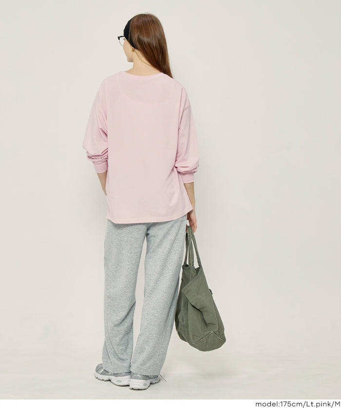 寬鬆棉質素色長袖上衣 T-shirt