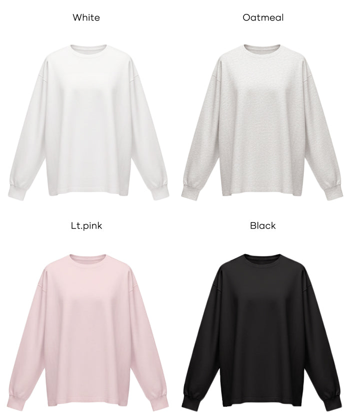 寬鬆棉質素色長袖上衣 T-shirt