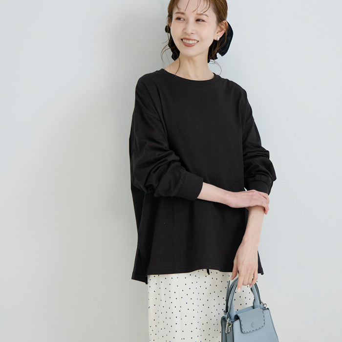 寬鬆棉質素色長袖上衣 T-shirt
