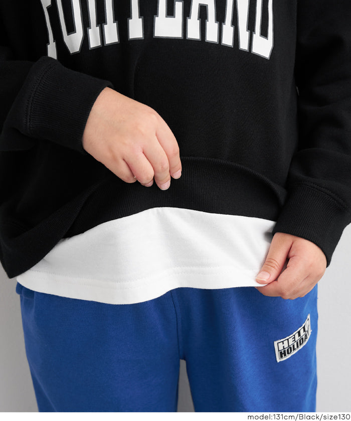 童裝假兩件LOGO長袖衛衣