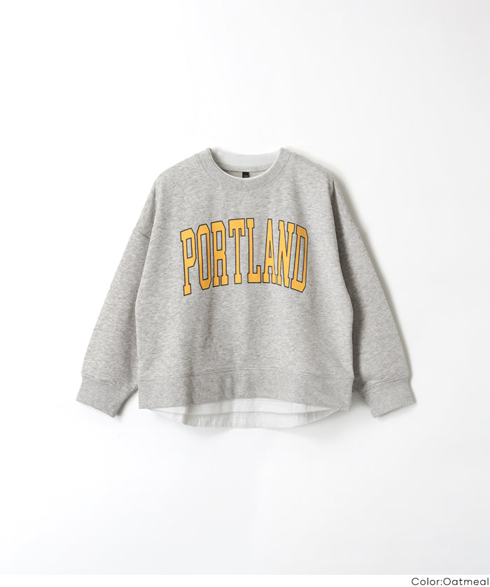 童裝假兩件LOGO長袖衛衣