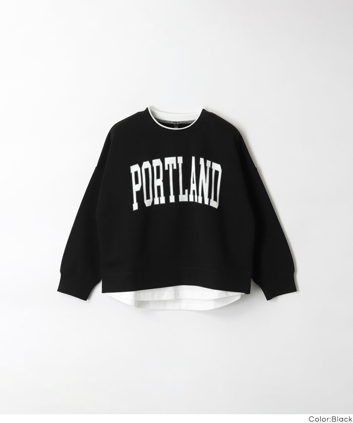 童裝假兩件LOGO長袖衛衣