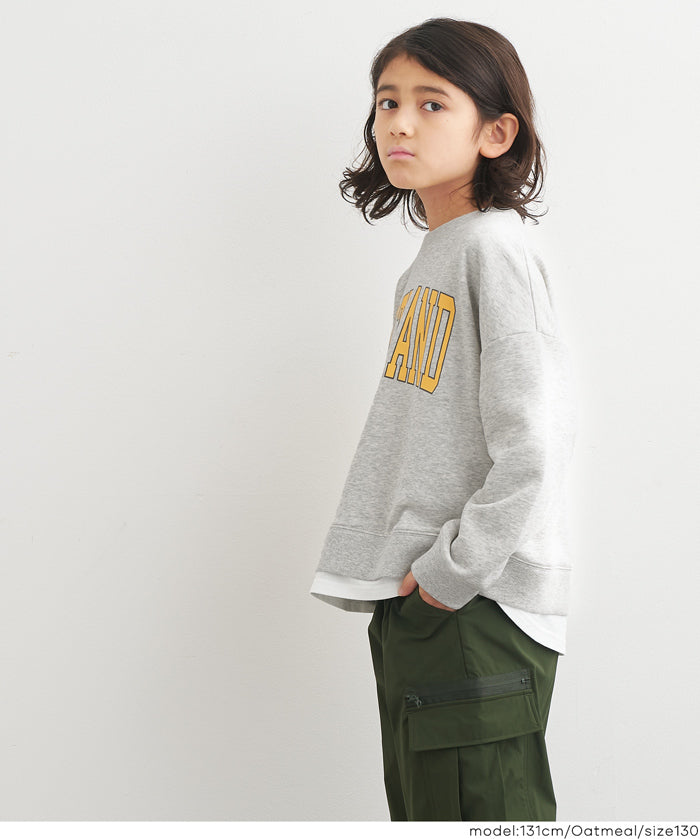 童裝假兩件LOGO長袖衛衣