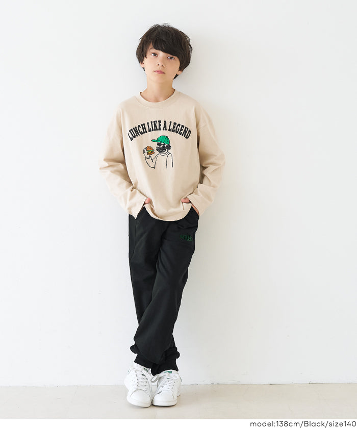 童裝刺繡圖案棉質運動褲