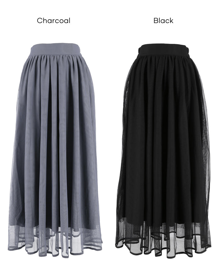 日系氣質雙層薄紗半裙