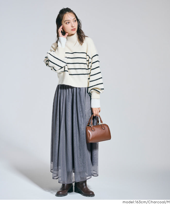 日系氣質雙層薄紗半裙