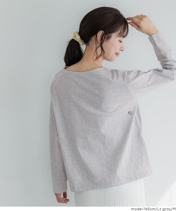 小愛心LOGO長袖船領上衣