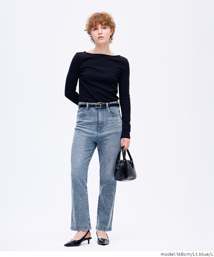 【MOVE Demin】零束縛彈性修身窄管牛仔褲