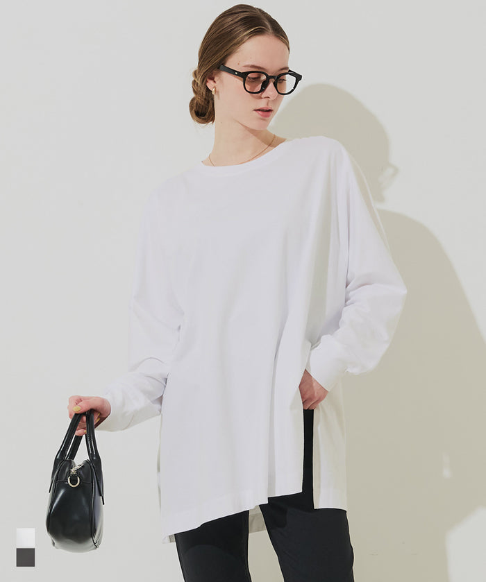 素色棉質蝙蝠袖長袖上衣