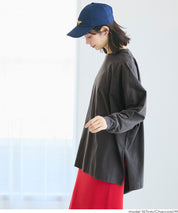 素色棉質蝙蝠袖長袖上衣