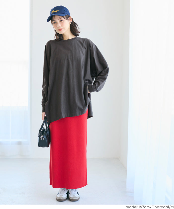 素色棉質蝙蝠袖長袖上衣