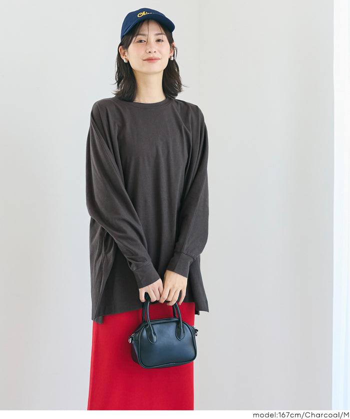 素色棉質蝙蝠袖長袖上衣