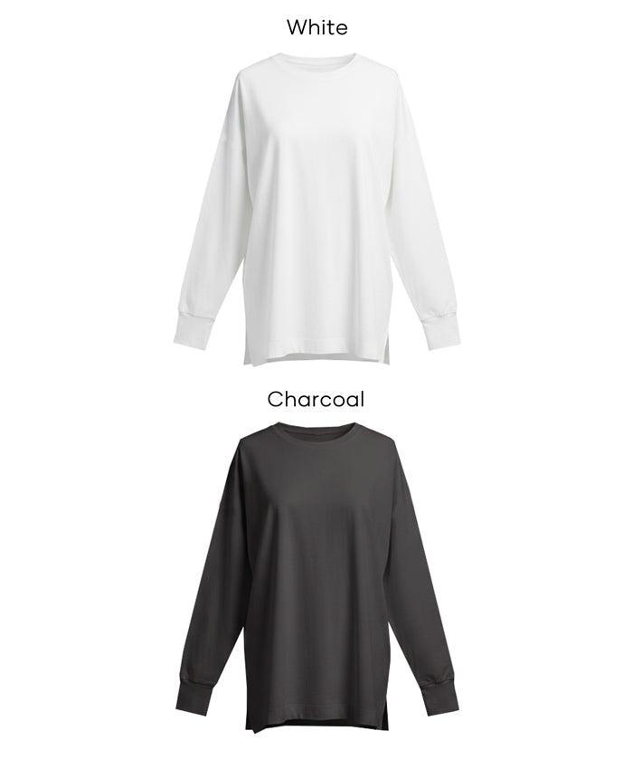 素色棉質蝙蝠袖長袖上衣