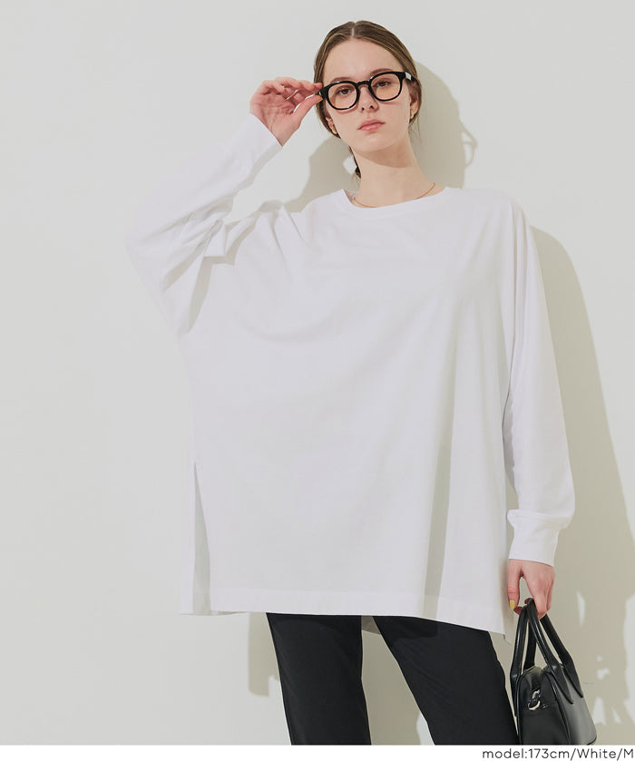 素色棉質蝙蝠袖長袖上衣