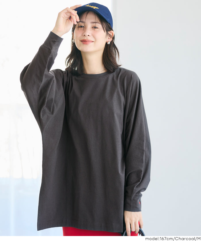 素色棉質蝙蝠袖長袖上衣