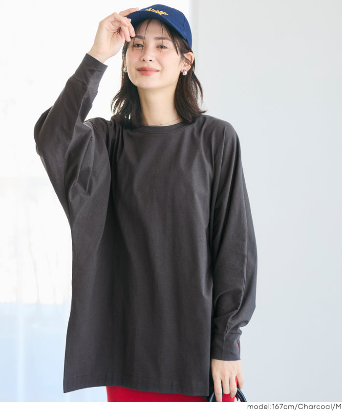 素色棉質蝙蝠袖長袖上衣