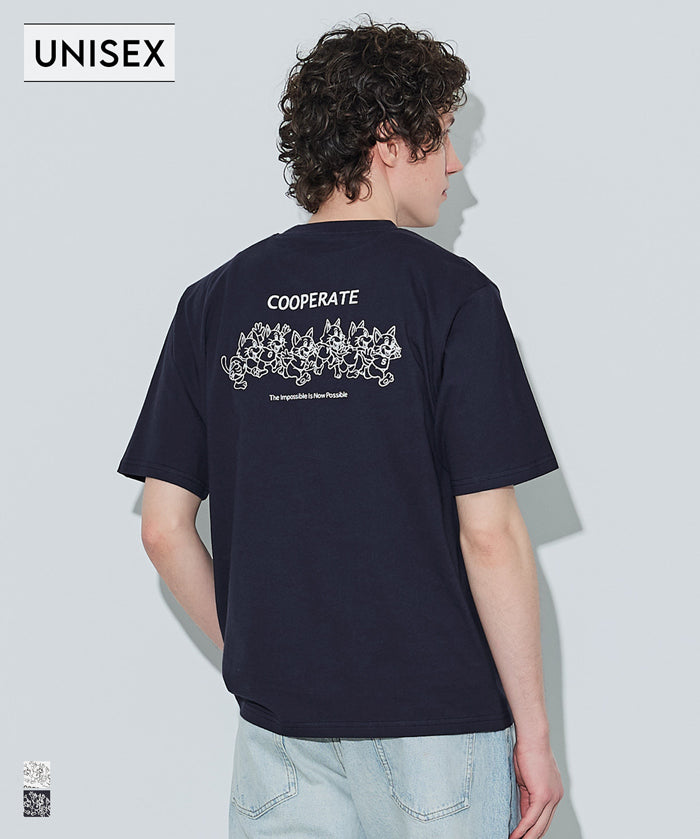 男裝背後印刷短袖上衣T-shirt 男女通用