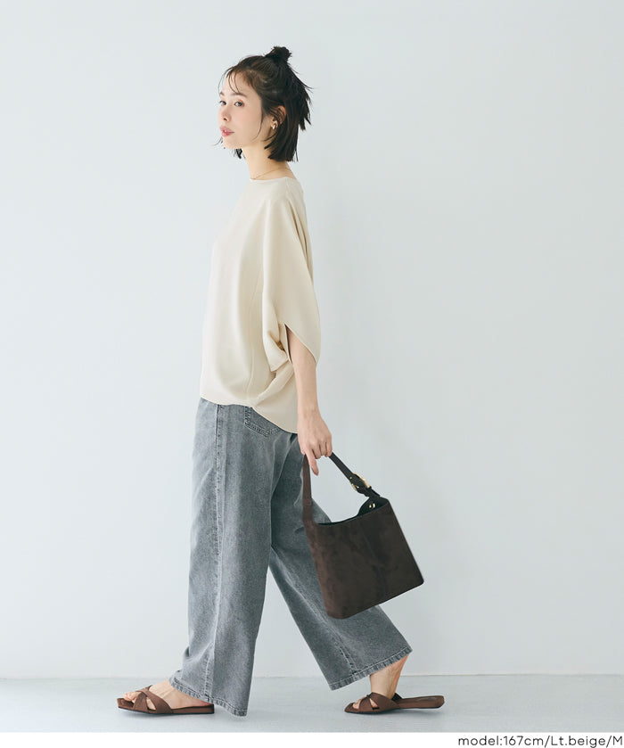 蝙蝠袖箱型拉鍊絲滑上衣(Square zip blouse)