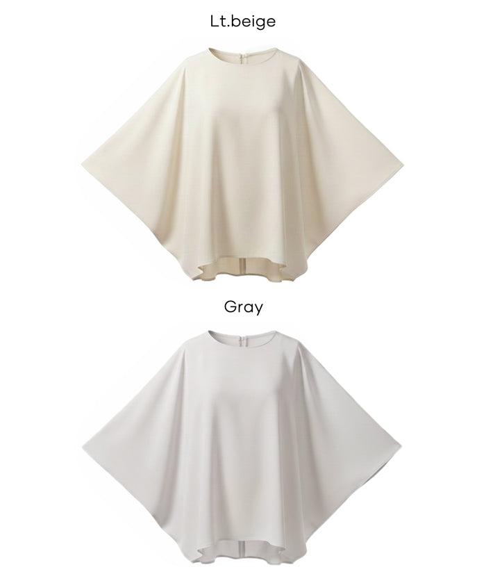 蝙蝠袖箱型拉鍊絲滑上衣(Square zip blouse)