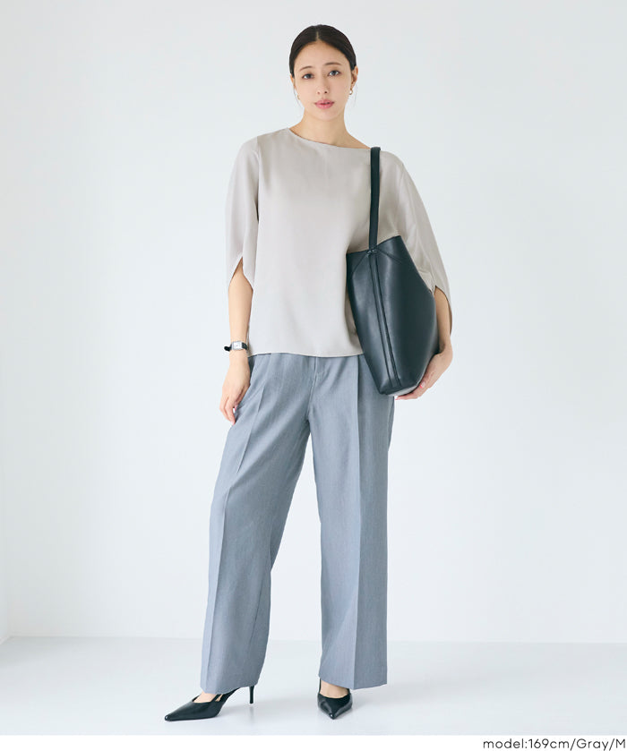 蝙蝠袖箱型拉鍊絲滑上衣(Square zip blouse)