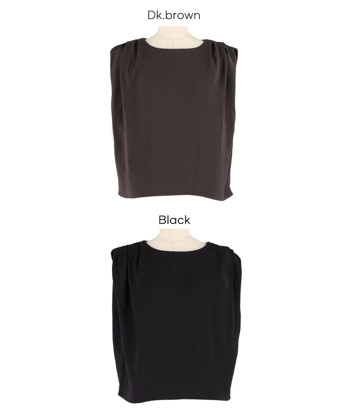 簡約打摺設計無袖上衣 (Shoulder Tuck Blouse)