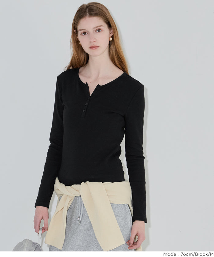 簡約亨利領設計長袖上衣