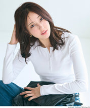 Simple double-layer Henley collar design long-sleeved top