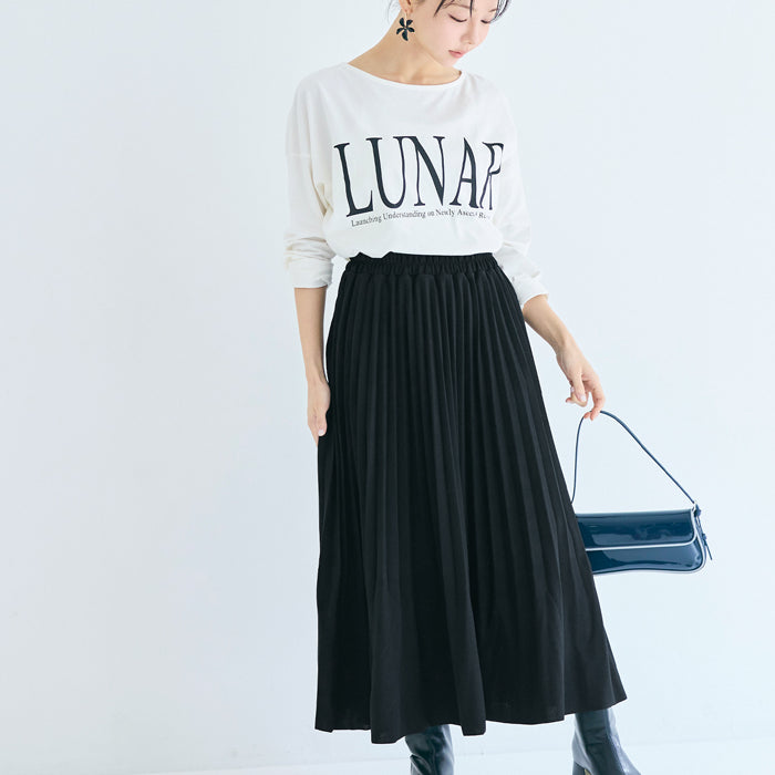 高腰彈性百褶長裙