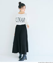 High-waisted elastic pleated maxi skirt