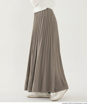 High-waisted elastic pleated maxi skirt