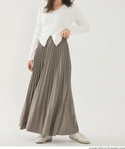High-waisted elastic pleated maxi skirt