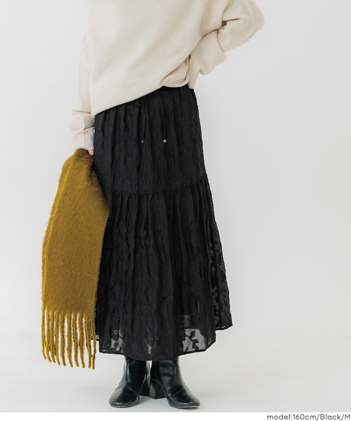 細緻緹花薄紗雙層蛋糕半裙