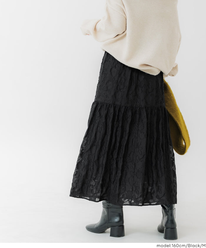 細緻緹花薄紗雙層蛋糕半裙