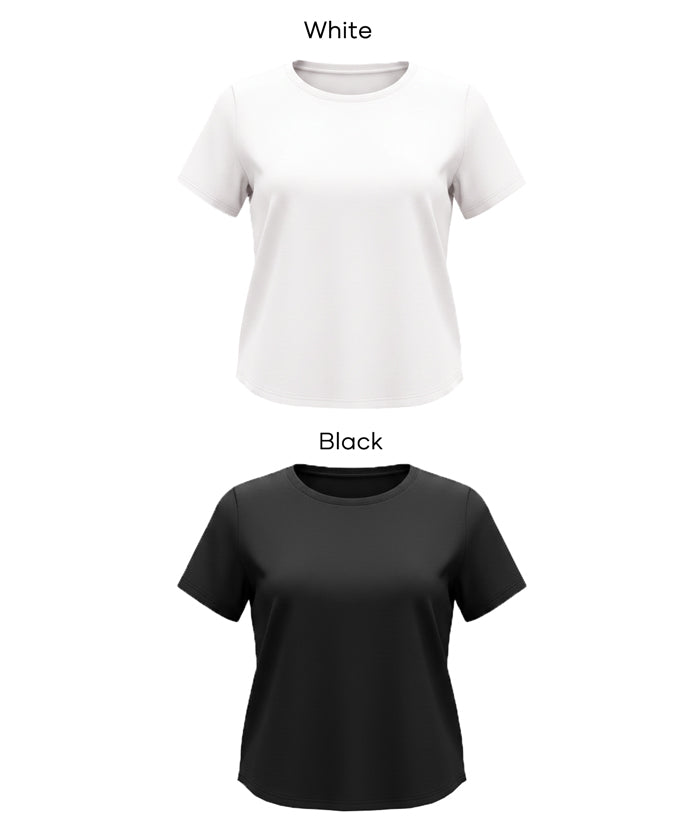 絲滑觸感純色短袖上衣 (Smooth Round Short-Sleeve T-Shirt)