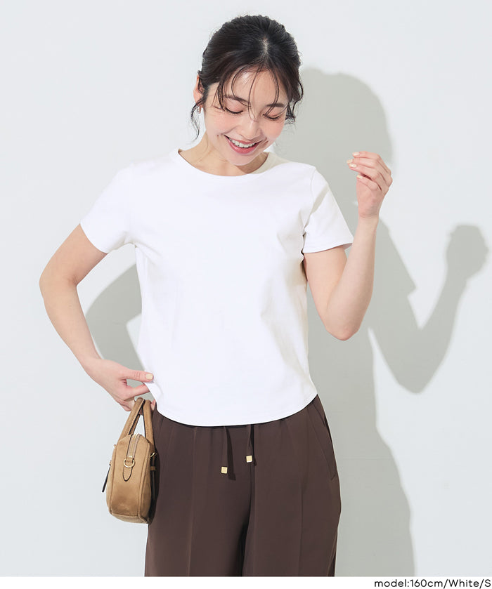 絲滑觸感純色短袖上衣 (Smooth Round Short-Sleeve T-Shirt)
