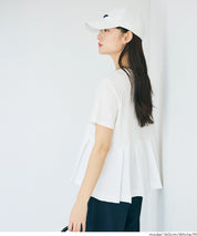 日系百褶拼接短袖娃娃上衣 (T-shirt with contrasting material and pleats)