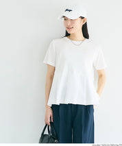 日系百褶拼接短袖娃娃上衣 (T-shirt with contrasting material and pleats)