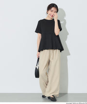 日系百褶拼接短袖娃娃上衣 (T-shirt with contrasting material and pleats)