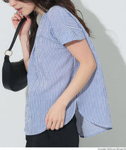 凹凸肌理小V領簡約短袖上衣 (Seersucker V-neck Top)