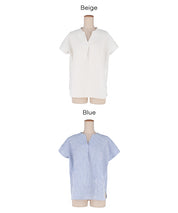 凹凸肌理小V領簡約短袖上衣 (Seersucker V-neck Top)