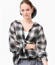 男友風格紋薄襯衫 (Sheer check shirt)