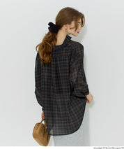 男友風格紋薄襯衫 (Sheer check shirt)