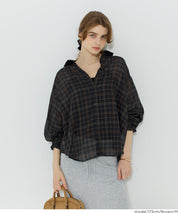 男友風格紋薄襯衫 (Sheer check shirt)