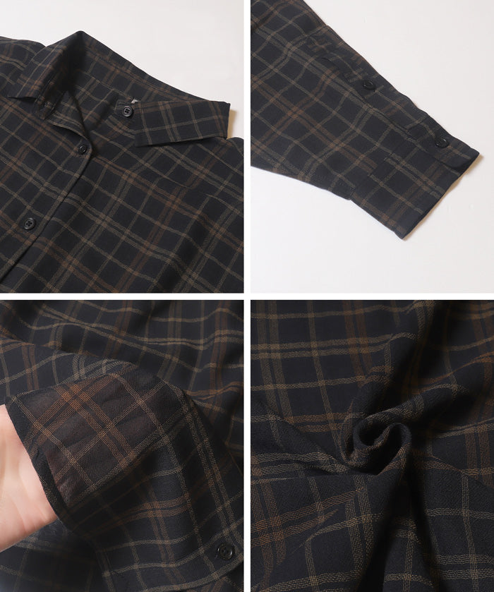 男友風格紋薄襯衫 (Sheer check shirt)