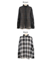 男友風格紋薄襯衫 (Sheer check shirt)