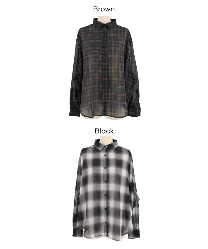 男友風格紋薄襯衫 (Sheer check shirt)