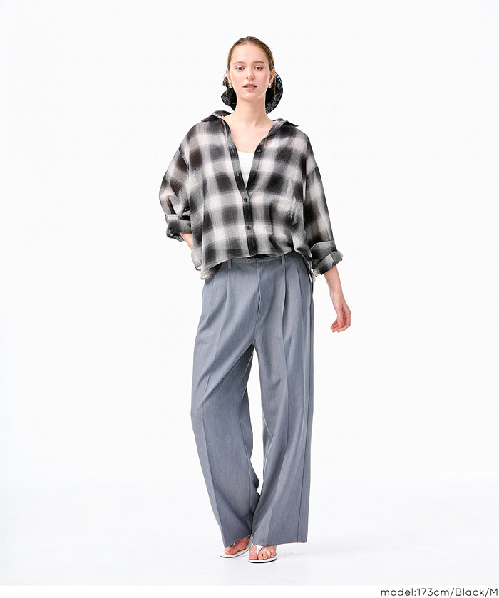 男友風格紋薄襯衫 (Sheer check shirt)