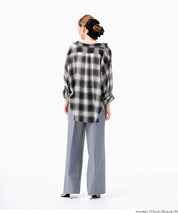 男友風格紋薄襯衫 (Sheer check shirt)